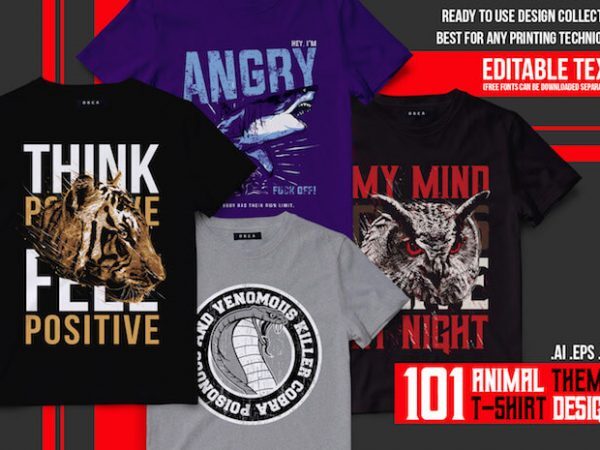 101 Animal T-shirt Designs Bundle