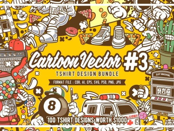 100 cartoon vector tshirt designs bundle #3