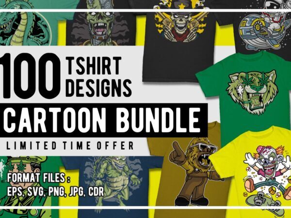 100 Cartoon Tshirt Designs Bundle