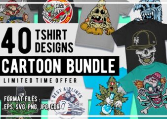 40 Cartoon Tshirt Designs Bundle #1