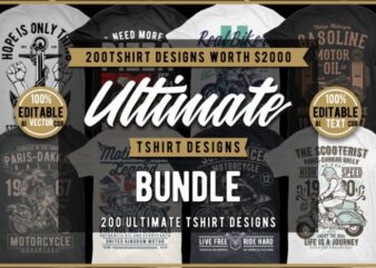 200 Tshirt Ultimate Designs Bundle