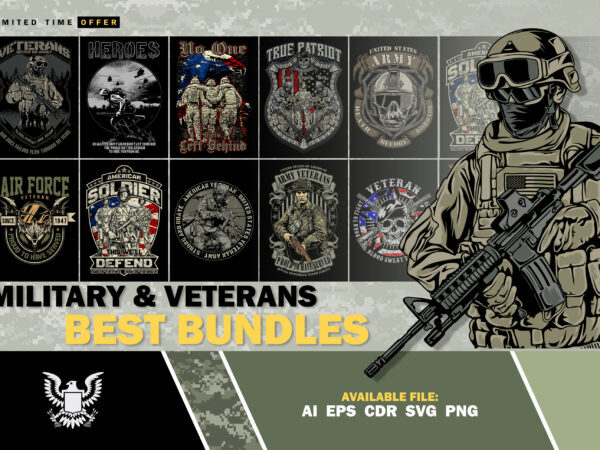 MILITARY & VETERANS BEST BUNDLES t shirt designs for sale