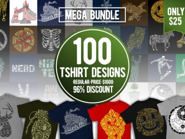 100 T-shirt Designs Bundle