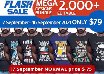 FLASH SALE, 2.000+ Tshirt designs bundle editable text