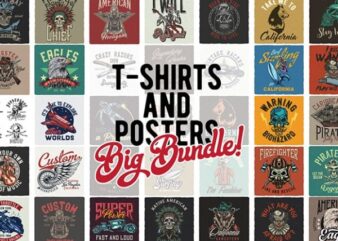 T-Shirts Bundle 1. Vector T-Shirt and Poster Designs