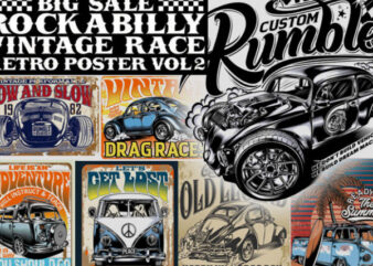 BIKERS, ROCKABILLY, VINTAGE RACE BUNDLE vol 4 t shirt template