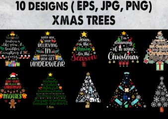 Merry christmas 10 bundle, Christmas 2021 Bundle, Xmas Trees Bundle