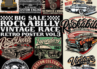 BIG SALE ROCKABILLY, VINTAGE RACE & RETRO POSTERS VOL 3