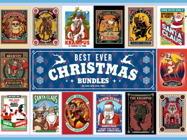 BEST EVER CHRISTMAS BUNDLE – Santa VS Krampus t shirt template