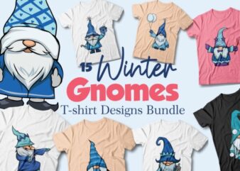 Winter gnomes illustrations bundle, Winter gnome clipart, Cute gnome in snow winter, Gnome vector