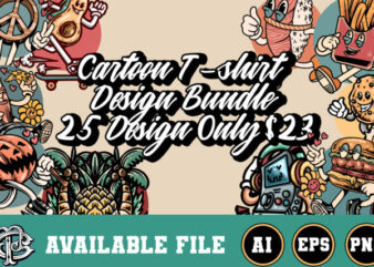 25 cartoon t-shirt design bundle