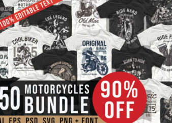 Vintage motorcycle t-shirt designs bundle, Motorcycle, Rider, Biker T shirt, T shirt design vector, svg, png, pod,